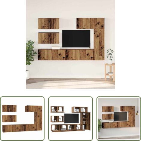 vidaXL Almacenamiento -  Conjunto de mueble de TV 6 pcs Madera envejecida