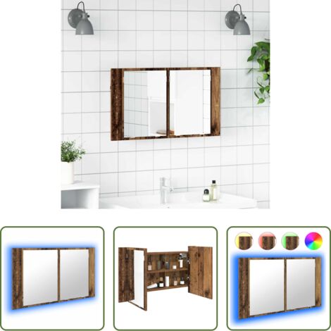 vidaXL Almacenamiento de baño -  Armario con espejo de baño Madera Vieja 80 x 12 x 45 cm