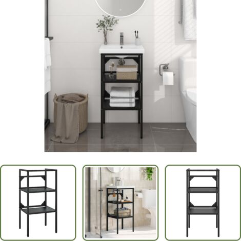 vidaXL Almacenamiento de baño -  Estructura de lavabo de hierro negro 40x38x83 cm