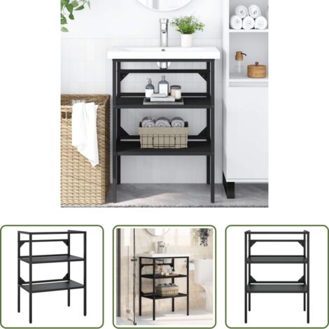 vidaXL Almacenamiento de baño -  Estructura de lavabo de hierro negro 59x38x83 cm