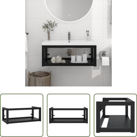 vidaXL Almacenamiento de baño -  Estructura de lavabo suspendido hierro negro 79x38x31 cm