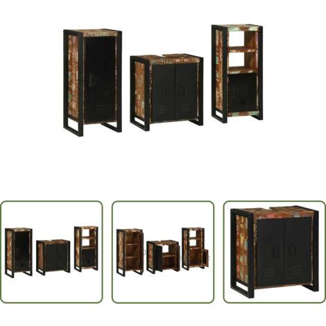 vidaXL Almacenamiento de baño -  Juego de muebles de baño 3 pcs Madera sólida recuperada