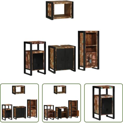 vidaXL Almacenamiento de baño -  Juego de muebles de baño 4 pcs Madera sólida recuperada