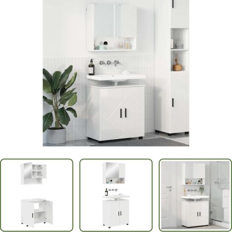 vidaXL Almacenamiento de baño -  Juego de muebles de baño Montaje en la pared 2 pcs brillante