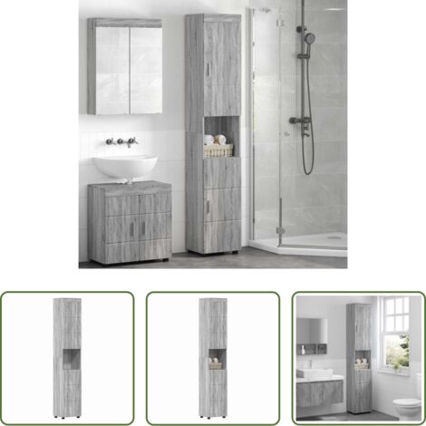 vidaXL Almacenamiento de baño -  Juego de Muebles de Baño TULUM Gris Sonoma 37 x 31,5 x 203 cm