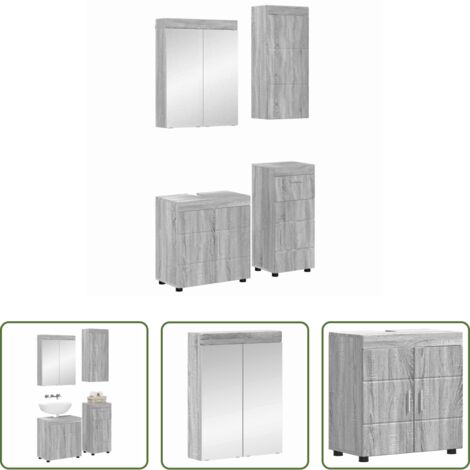vidaXL Almacenamiento de baño -  Juego de muebles de baño TULUM Gris Sonoma Madera de ingeniería