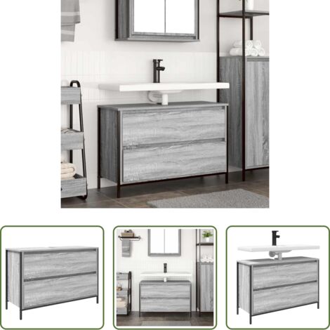 vidaXL Almacenamiento de baño -  Mueble de baño con lavabo y cajones gris Sonoma 90x34,5x60 cm