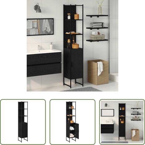vidaXL Almacenamiento de baño -  Mueble de Cuarto de Baño Roble negro 33 x 33 x 185,5 cm