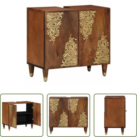vidaXL Almacenamiento de baño -  Mueble de lavabo con almacenamiento Marrón miel 62 x 33 x 58 cm