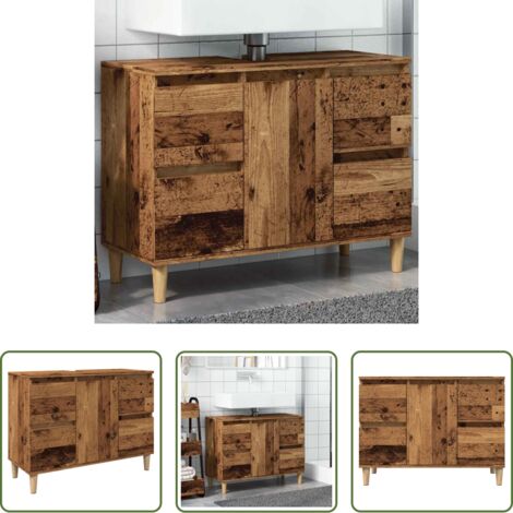 vidaXL Almacenamiento de baño -  Mueble de lavabo madera ingeniería envejecida 80x33x60 cm