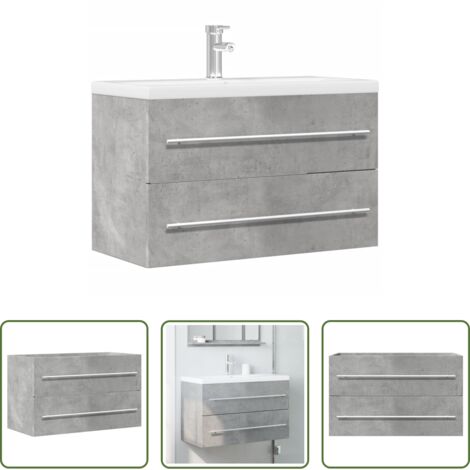 vidaXL Almacenamiento de baño -  Mueble de lavabo madera ingeniería gris hormigón 80x38,5x48 cm