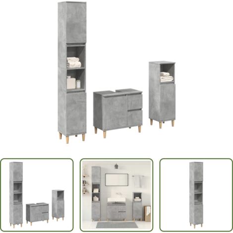 vidaXL Almacenamiento de baño -  Set muebles de baño 2 piezas madera contrachapada gris hormigón