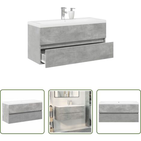 vidaXL Almacenamiento de baño -  Set muebles de baño 2 piezas madera contrachapada gris hormigón