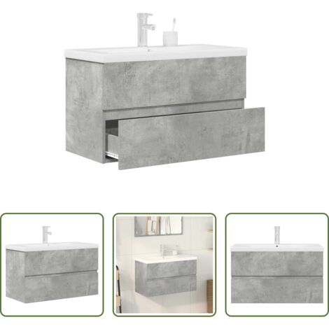vidaXL Almacenamiento de baño -  Set muebles de baño 2 piezas madera contrachapada gris hormigón