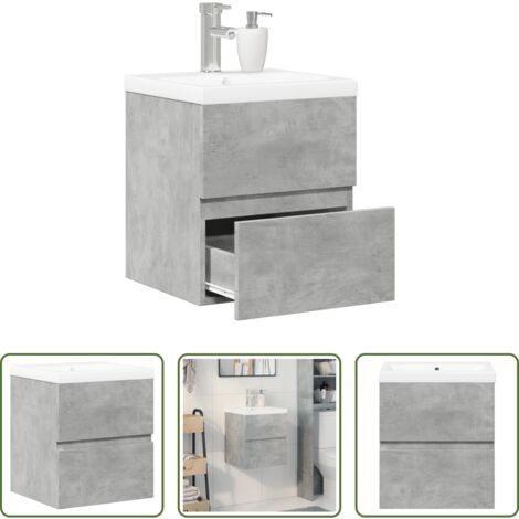 vidaXL Almacenamiento de baño -  Set muebles de baño 2 piezas madera contrachapada gris hormigón