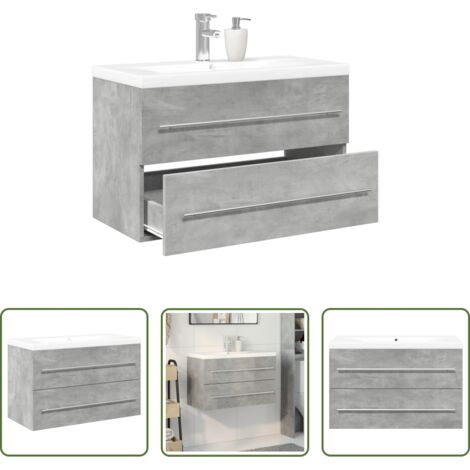 vidaXL Almacenamiento de baño -  Set muebles de baño 2 piezas madera contrachapada gris hormigón