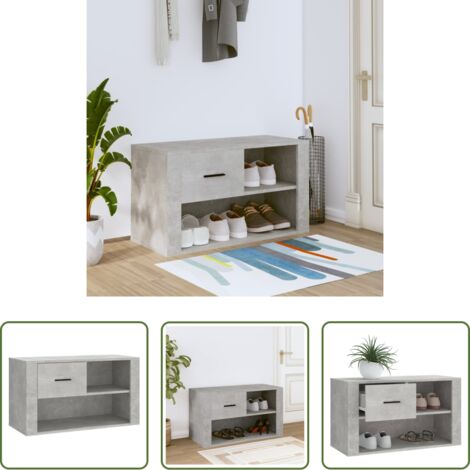 vidaXL Almacenamiento de calzado -  Mueble zapatero madera contrachapada gris hormigón 80x35x45 cm