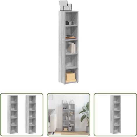 vidaXL Almacenamiento de CD - Estantería para CD 2 uds madera gris Sonoma 21x16x93,5 cm