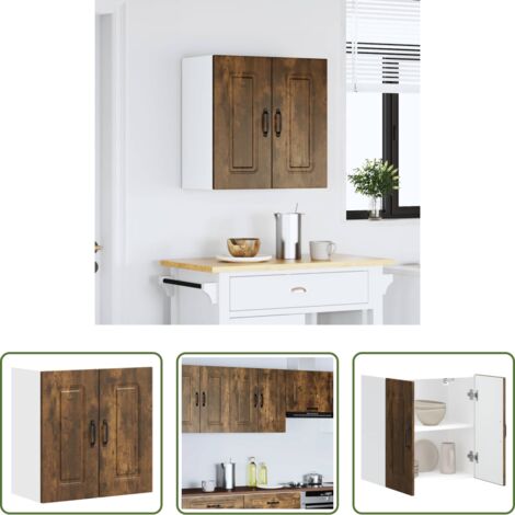 vidaXL Almacenamiento de cocina -  Armario de pared para cocina Kalmar de roble ahumado