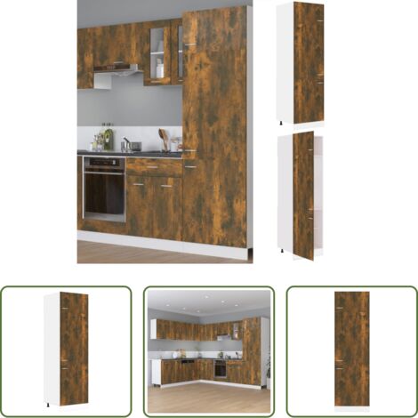 vidaXL Almacenamiento de cocina -  Armario frigorífico "Lyon" de roble ahumado, 60 x 57 x 207 cm, madera de ingeniería,