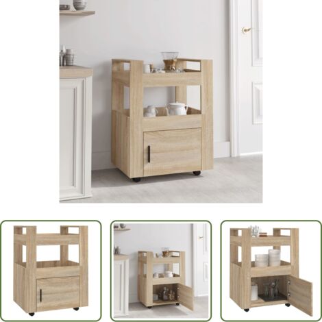 vidaXL Almacenamiento de cocina - Carrito de cocina madera contrachapada color roble 60x45x80 cm