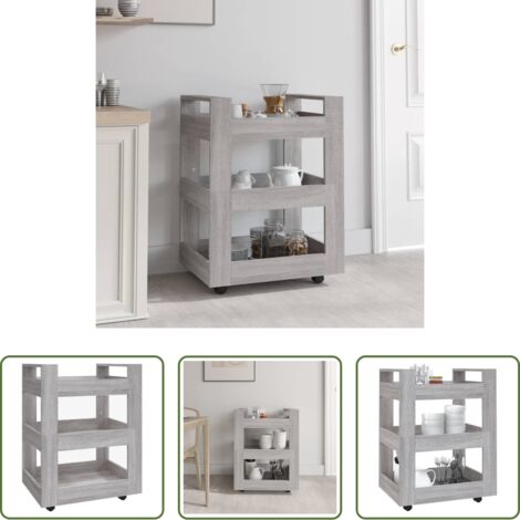 vidaXL Almacenamiento de cocina -  Carrito de cocina madera contrachapada gris Sonoma 60x45x80 cm