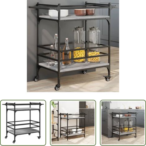 vidaXL Almacenamiento de cocina -  Carrito de cocina madera ingeniería gris Sonoma 82x40x78,5 cm