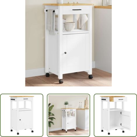 vidaXL Almacenamiento de cocina -  Carrito de cocina MONZA madera maciza de pino 48x40x88,5 cm