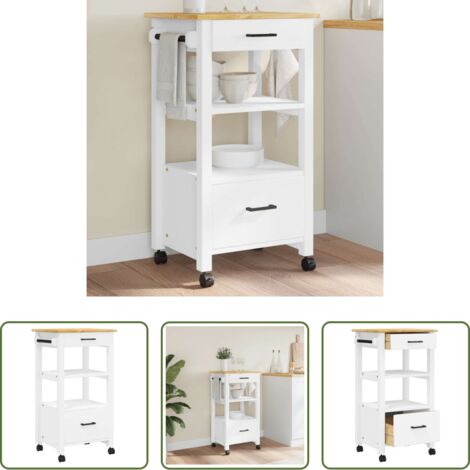 vidaXL Almacenamiento de cocina -  Carrito de cocina MONZA madera maciza de pino 48x40x88,5 cm