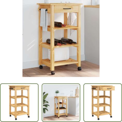vidaXL Almacenamiento de cocina -  Carrito de cocina MONZA madera maciza de pino 48x40x88,5 cm