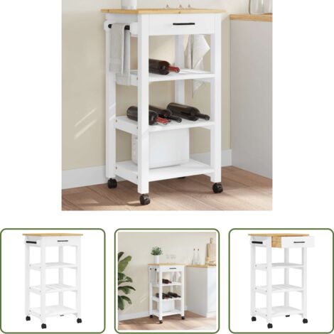 vidaXL Almacenamiento de cocina -  Carrito de cocina MONZA madera maciza de pino 48x40x88,5 cm