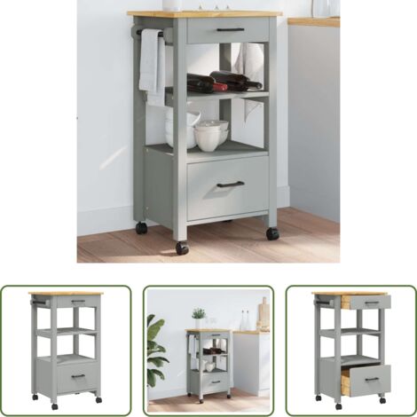 vidaXL Almacenamiento de cocina -  Carrito de cocina MONZA madera maciza de pino 48x40x88,5 cm