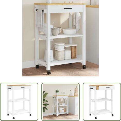 vidaXL Almacenamiento de cocina -  Carrito de cocina MONZA madera maciza de pino 60x40x88,5 cm