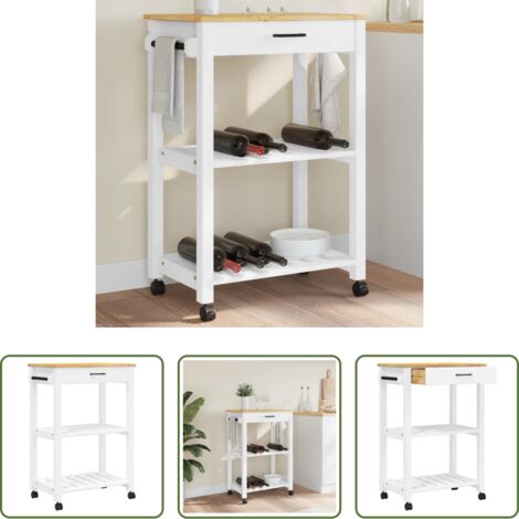 vidaXL Almacenamiento de cocina -  Carrito de cocina MONZA madera maciza de pino 60x40x88,5 cm