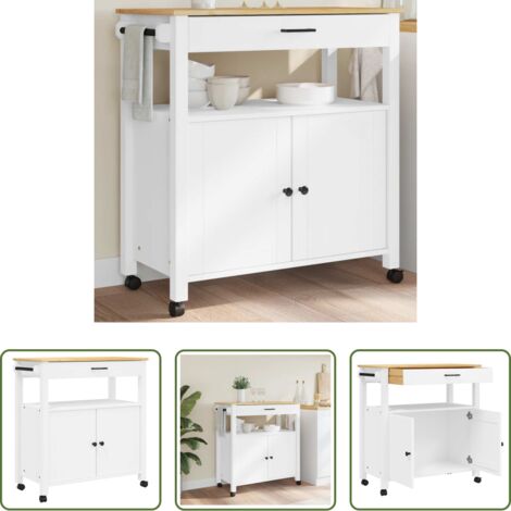 vidaXL Almacenamiento de cocina -  Carrito de cocina MONZA madera maciza de pino 84x40x88,5 cm