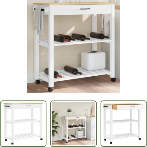 vidaXL Almacenamiento de cocina -  Carrito de cocina MONZA madera maciza de pino 84x40x88,5 cm