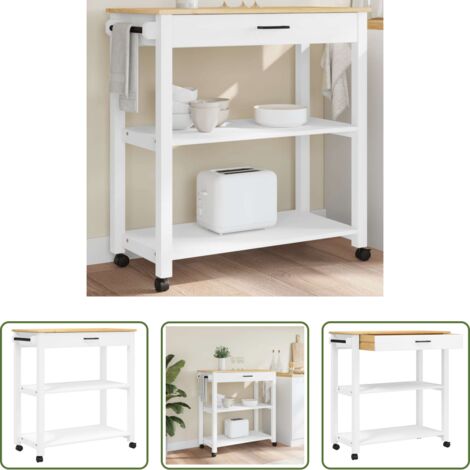 vidaXL Almacenamiento de cocina -  Carrito de cocina MONZA madera maciza de pino 84x40x88,5 cm