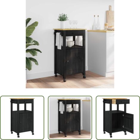 vidaXL Almacenamiento de cocina - Carro de Cocina MONZA Negro 48 x 40 x 88,5 cm