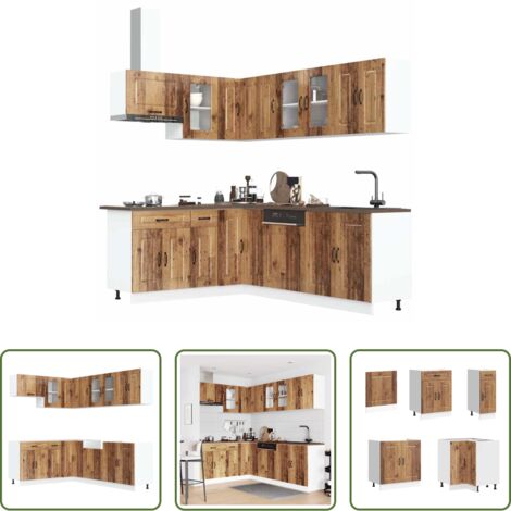 vidaXL Almacenamiento de cocina -  Mueble cocina Kalmar madera vieja 11 pzas madera contrachapada