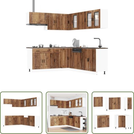 vidaXL Almacenamiento de cocina -  Mueble cocina Porto madera vieja 11 pzas madera contrachapada