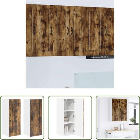 vidaXL Almacenamiento de cocina -  Mueble de Cocina con puerta 2 pcs Roble ahumado 30 x 31 x 80 cm