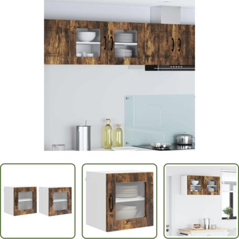 vidaXL Almacenamiento de cocina -  Mueble de Cocina con puerta 2 pcs Roble ahumado 40 x 31 x 40 cm