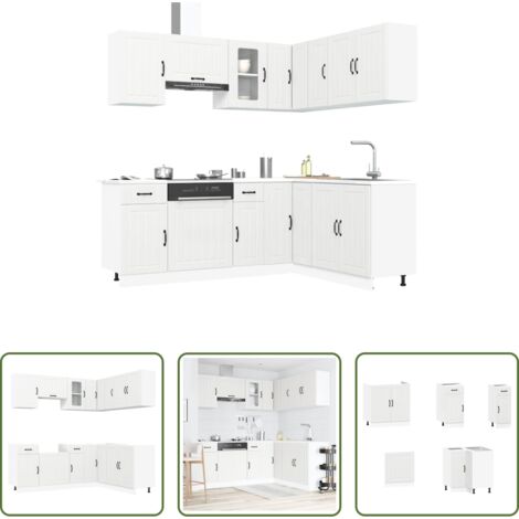 vidaXL Almacenamiento de cocina -  Mueble de cocina Kalmar blanco 11 piezas madera contrachapada