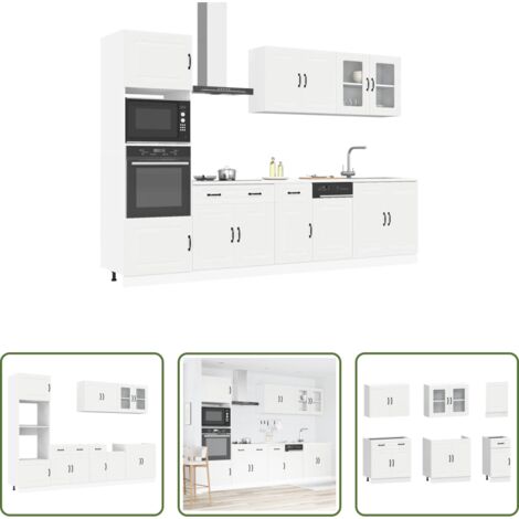 vidaXL Almacenamiento de cocina -  Mueble de cocina Kalmar blanco 7 piezas madera contrachapada