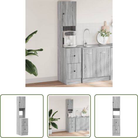 vidaXL Almacenamiento de cocina -  Mueble de cocina madera de ingeniería gris Sonoma 35x50x180 cm