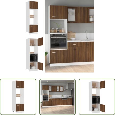 vidaXL Almacenamiento de cocina -  Mueble para microondas "Lyon" de roble marrón, 60 x 57 x 207 cm, madera de ingeniería,