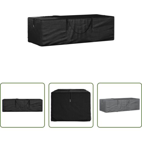 vidaXL Almacenamiento de cojines -  Bolsa para cojines de jardín polietileno negro 135x40x55 cm