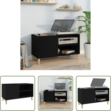 vidaXL Almacenamiento de discos -  Mueble para discos madera contrachapada negro 84,5x38x48 cm