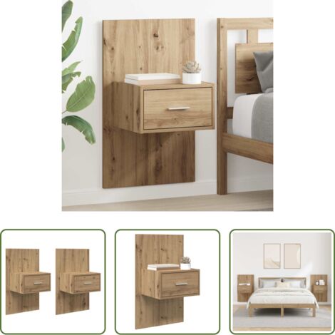 vidaXL Almacenamiento de dormitorio -  Armario de Noche 2 pcs Roble artesanal 50 x 32,5 x 80cm