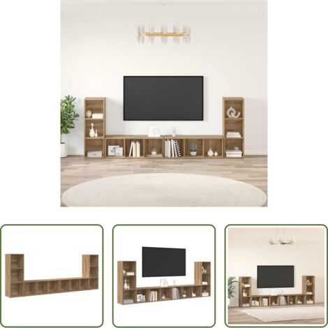 vidaXL Almacenamiento de electrónicos -  Conjunto de mueble de TV 4 pcs Roble artesanal 37 x 35 x 107 cm